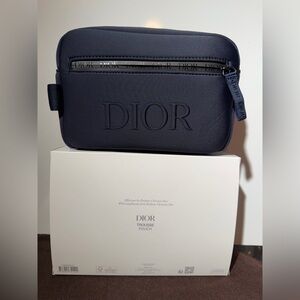 DIOR Beauty Pouch Dark Blue /Navy Toiletry Travel Case NIB